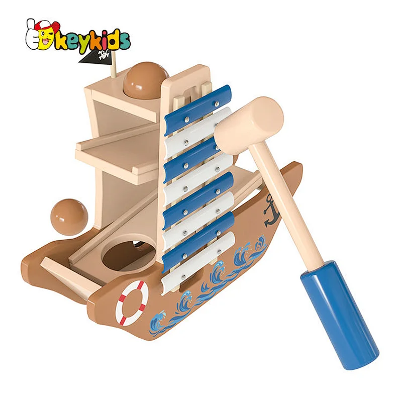 New Design educational toy wooden pirate ship playsets for toddlers W12D532